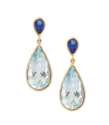 Sapphire & Aquamarine dewdrop earrings
