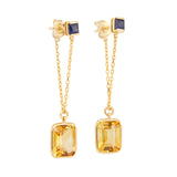 Sapphire & Citrine Chain Earrings