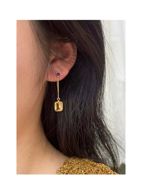 Sapphire & Citrine Chain Earrings