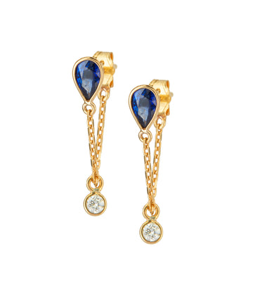 Sapphire & diamond chain earrings