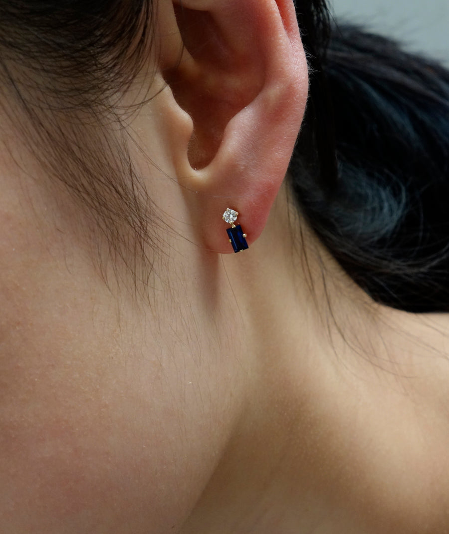 Sapphire & Diamond Deco Earrings