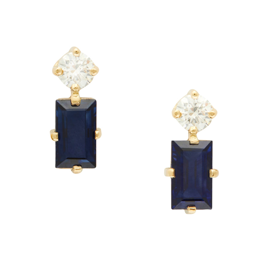 Sapphire & Diamond Deco Earrings