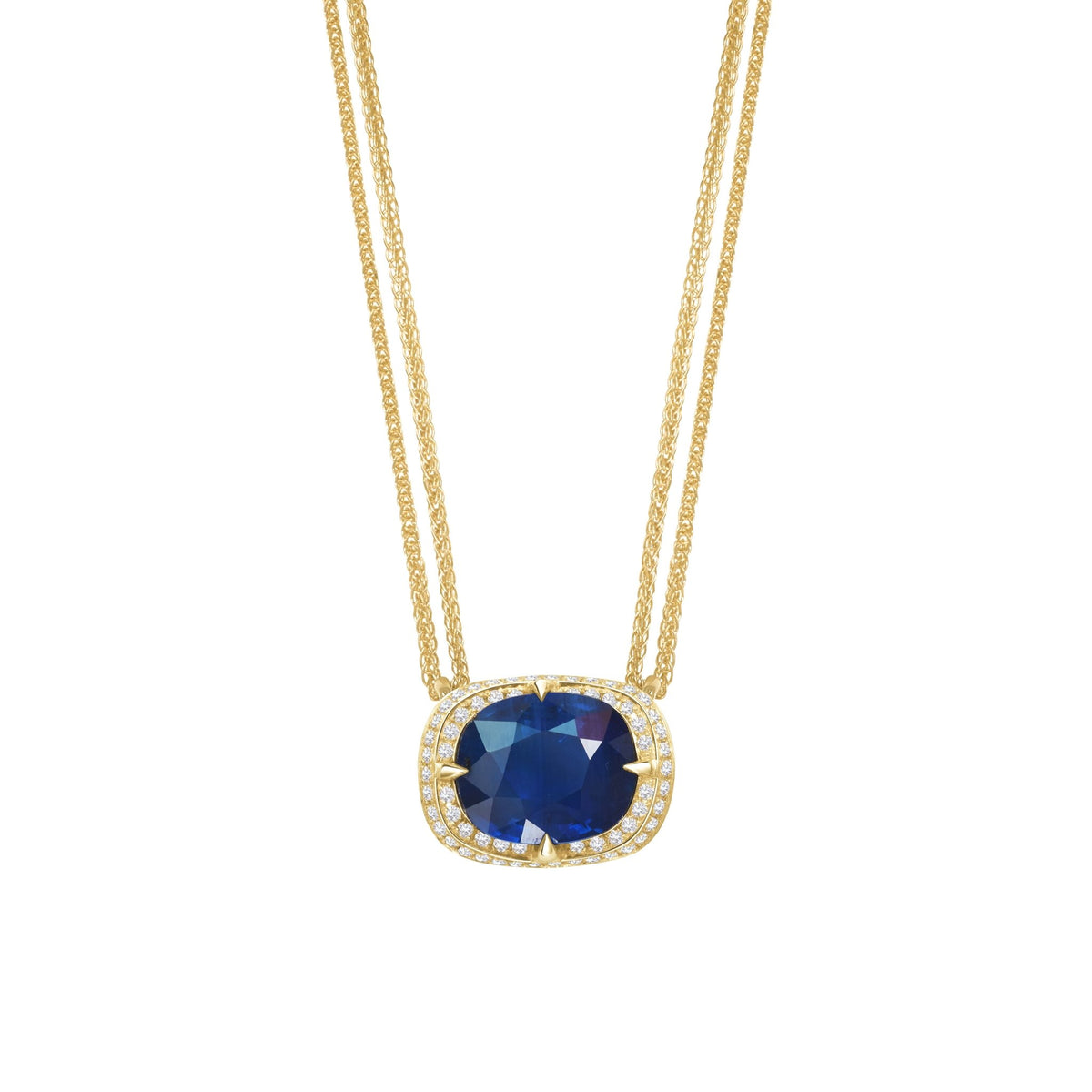 Sapphire Aurora Supreme Necklace 18K gold handmade fine jewelry