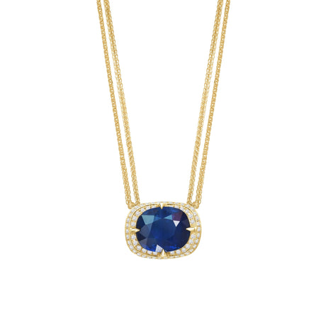 Sapphire Aurora Supreme Necklace 18K gold handmade fine jewelry