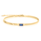 Sapphire Bar Herringbone Bracelet 18k gold Stackable design 