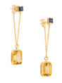 Sapphire_Citrine_Chain_Earrings_18K_Gold_Handmade_Fine_Jewelry