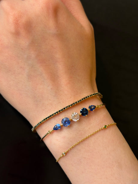 Sapphire Compass Bangle 18K gold stackable design