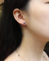 Sapphire_Diamond_Dot_Stud_Pairs_14K_gold_handmade_fine_jewelry_on_model_3
