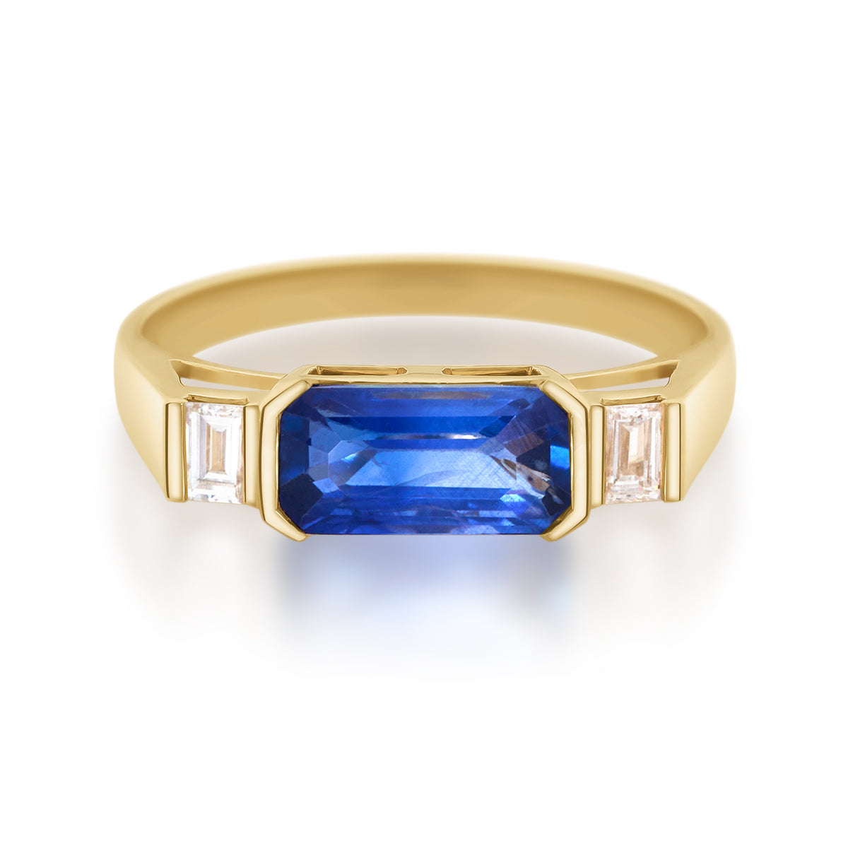 Sapphire & Diamond East West Supreme Ring 18k gold  Stackable ring