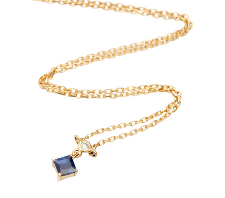 Sapphire & Diamond Whispers Necklace 18k gold handmade fine jewelry