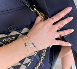 Sapphire Duo Bracelet 18k gold stackable design on model 2