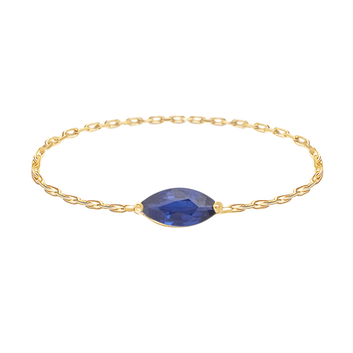 Sapphire Marquise Chain Ring 14k gold Stackable ring