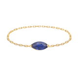 Sapphire Marquise Chain Ring 14k gold Stackable ring
