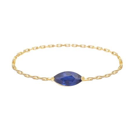 Sapphire Marquise Chain Ring 14k gold Stackable ring