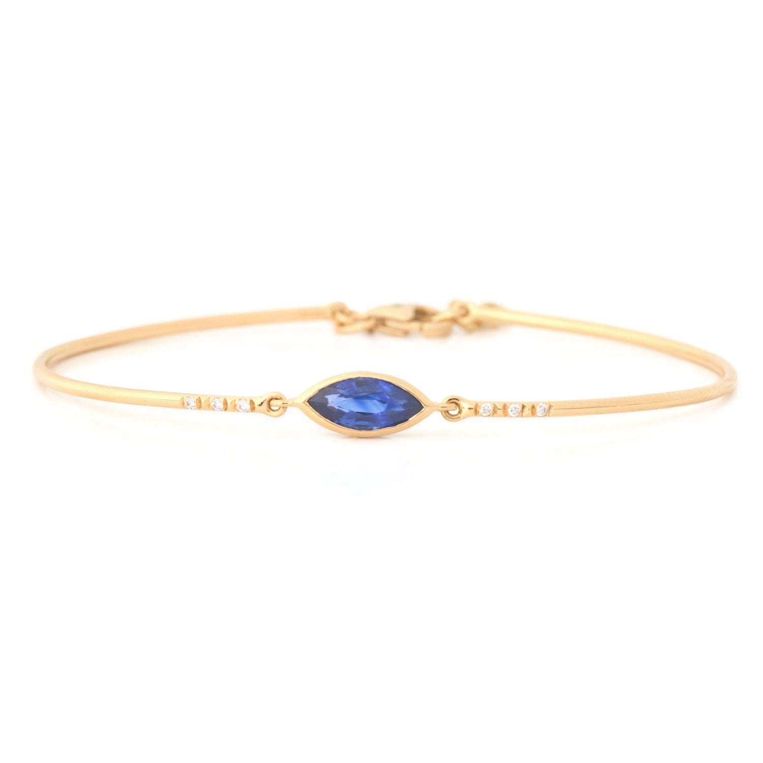Sapphire Marquise & Diamond Bangle 18k gold stackable design