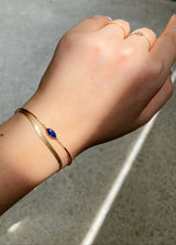 Sapphire Marquise & Diamond Bangle 18k gold stackable design on model