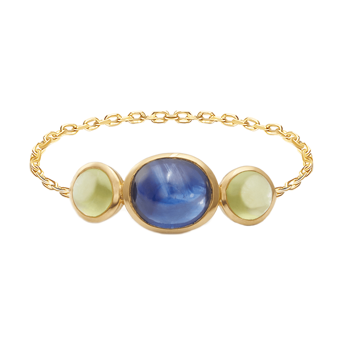Sapphire & Peridot Eos Chain Ring 18k gold Stackable ring