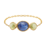 Sapphire & Peridot Eos Chain Ring 18k gold Stackable ring