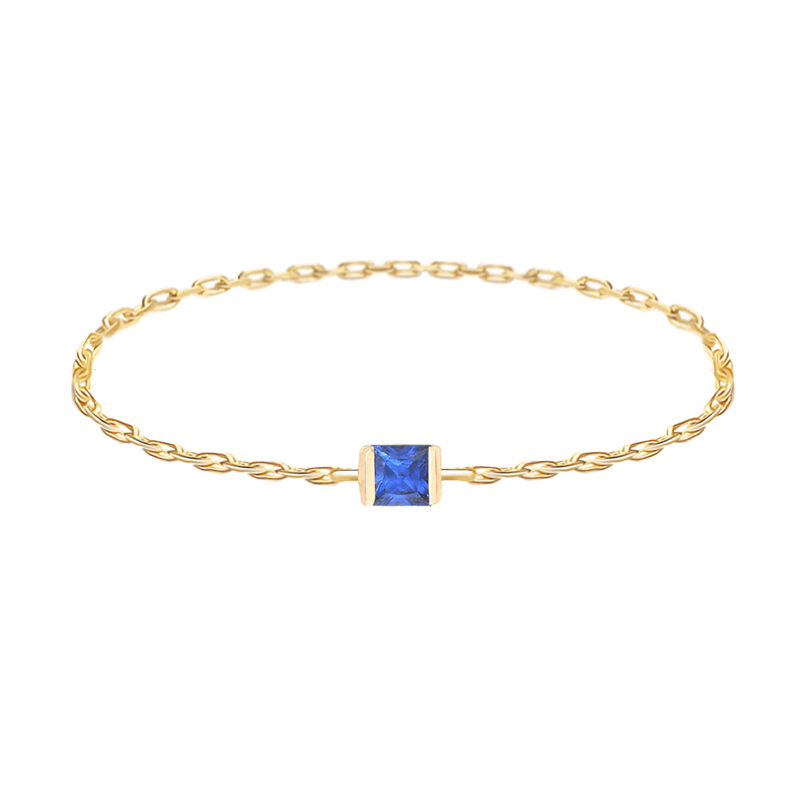 Sapphire Petite Chain Ring 14k gold Stackable ring