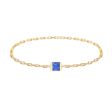 Sapphire Petite Chain Ring 14k gold Stackable ring