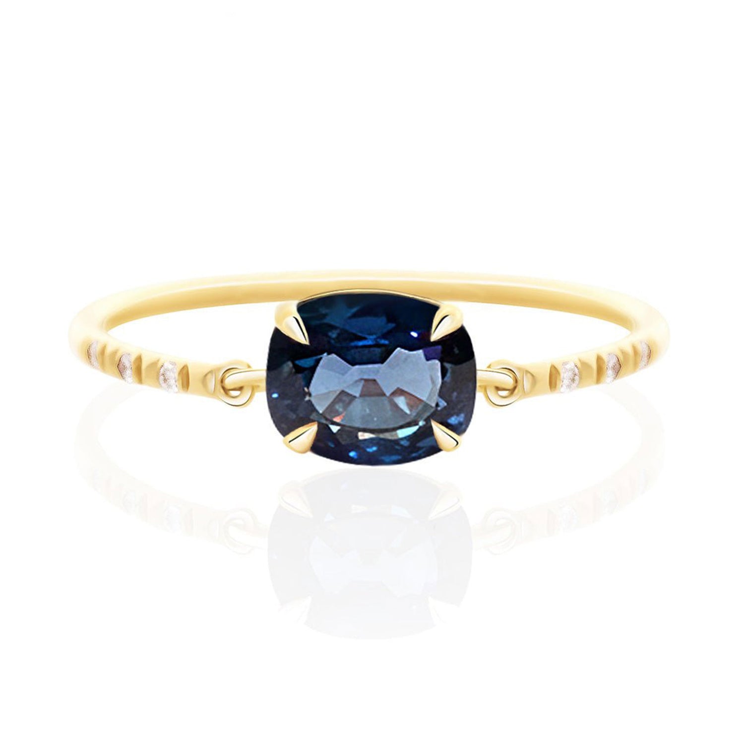 Ceylon Sapphire Petite Circle Diamond Ring