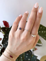 Sapphire Petite  Circle Diamond Ring ( blue ) 18 gold stackable ring on model 1