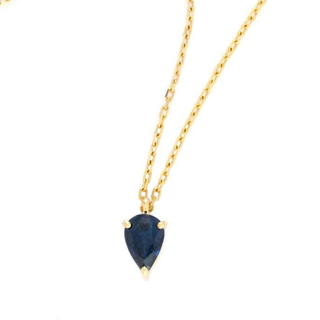 Sapphire Petite Drop Necklace 18k gold handmade fine jewelry