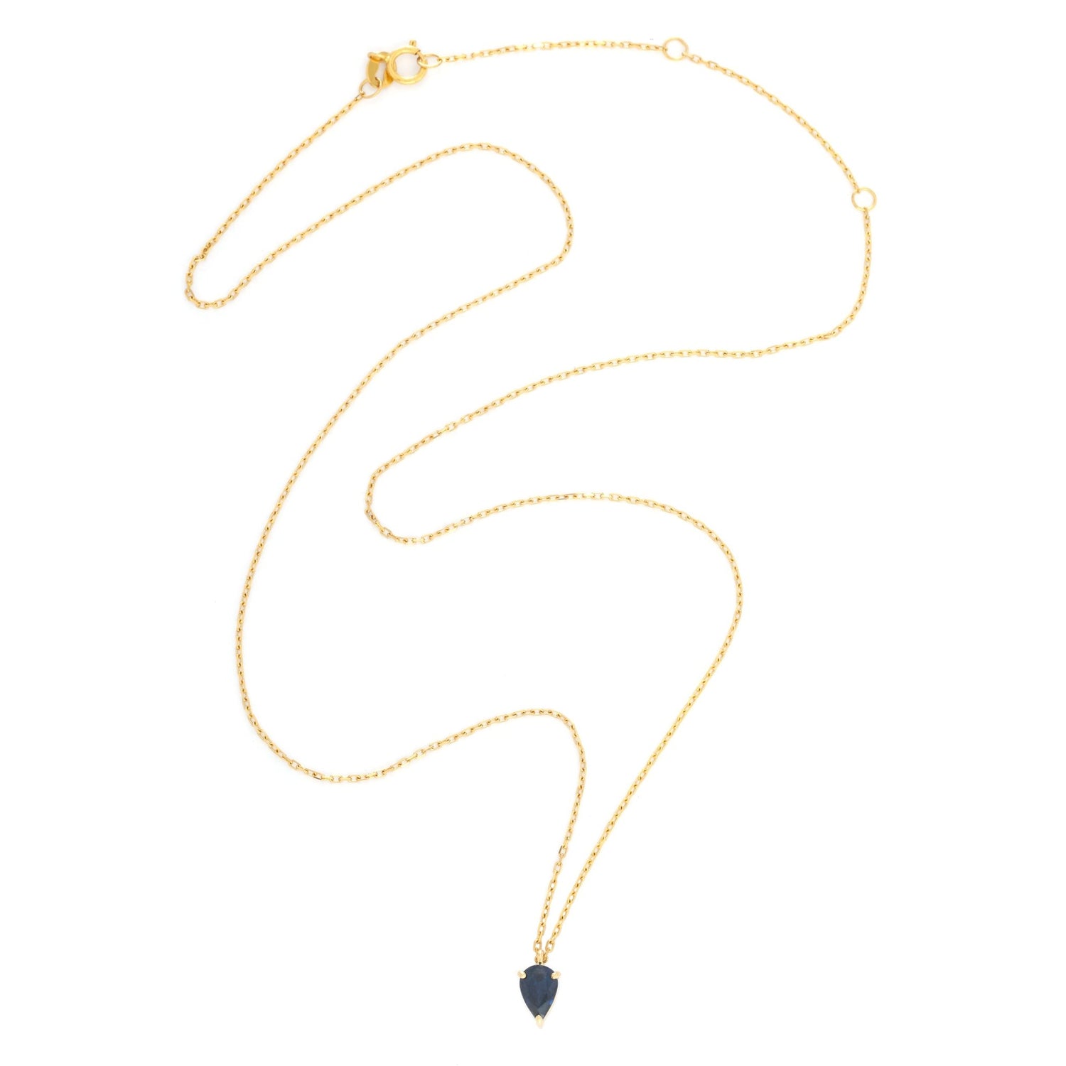 Sapphire Petite Drop Necklace 18k gold handmade fine jewelry 2