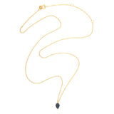 Sapphire Petite Drop Necklace 18k gold handmade fine jewelry 2
