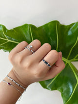 Sapphire Platinum Asymmetric Ring PT 900 Stackable ring on model