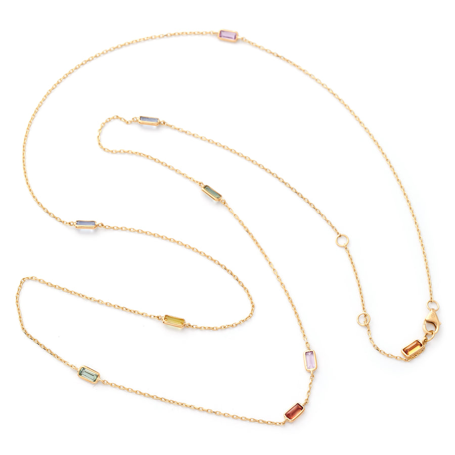 Sapphire Rainbow Baguette Candy Necklace
