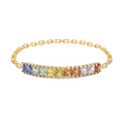 Sapphire Rainbow Bar Chain Ring 14k gold Stackable ring