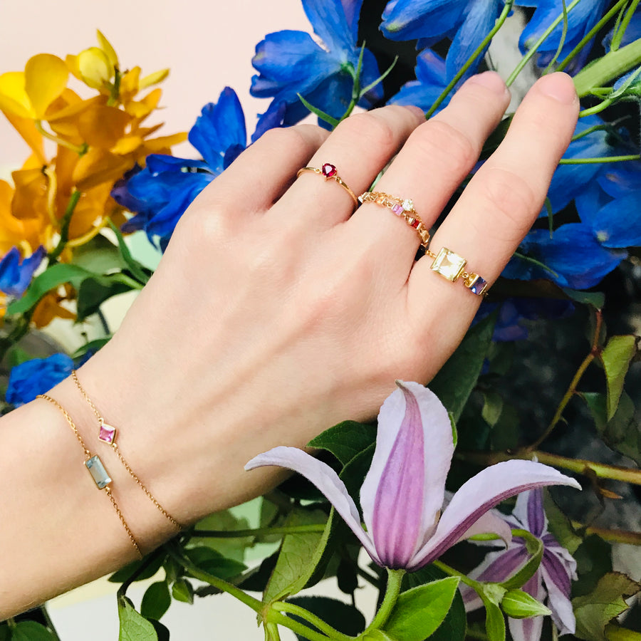 Sapphire Rainbow Petite Chain Ring