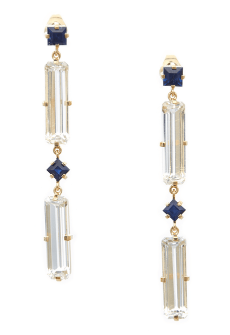 Sapphire_White_Topaz_Cascade_Bar_Earrings_18K_Gold_Handmade Fine Jewelry