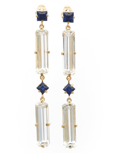 Sapphire & White Topaz Cascade Bar Earrings