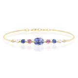 Sapphires & Spinels Compass Bangle YG 14K gold stackable design