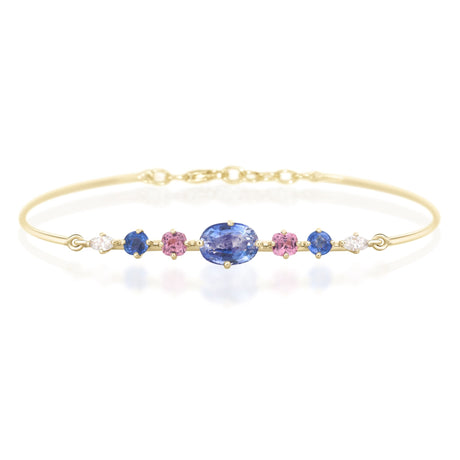 Sapphires & Spinels Compass Bangle YG 14K gold stackable design