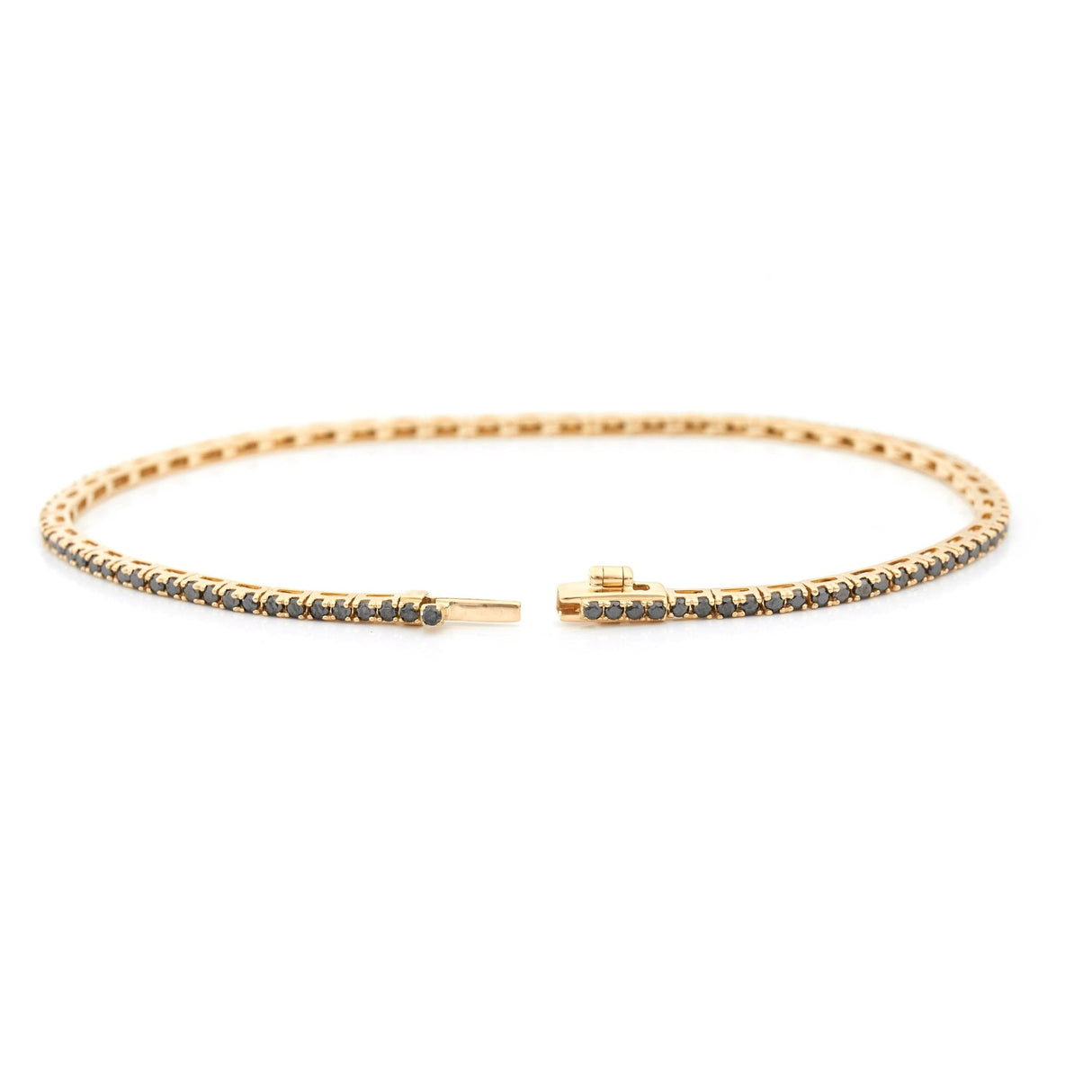 Seamless Black Diamond Tennis Bracelet 18k gold Stackable design.