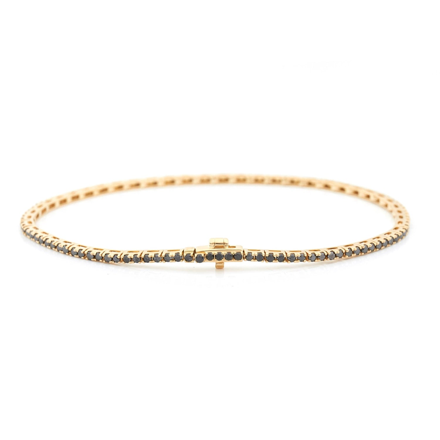 Seamless Black Diamond Tennis Bracelet 18k gold Stackable design 