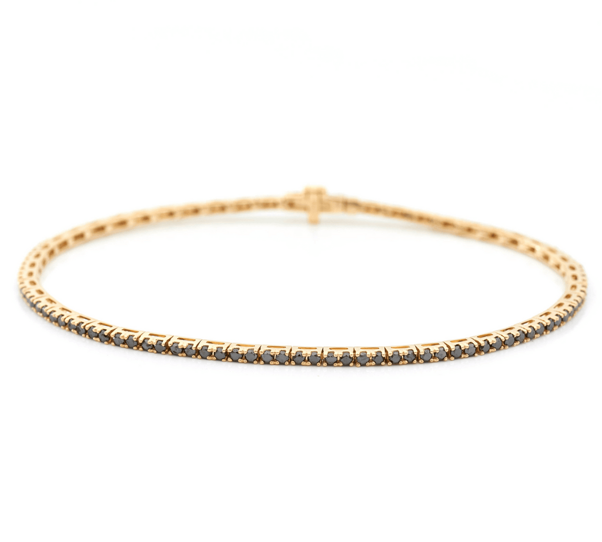 Seamless Black Diamond Tennis Bracelet 18k gold stackable design