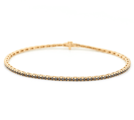Seamless Black Diamond Tennis Bracelet 18k gold stackable design