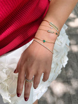 Seamless Diamond Tennis Bracelet 18k gold stackable design on model