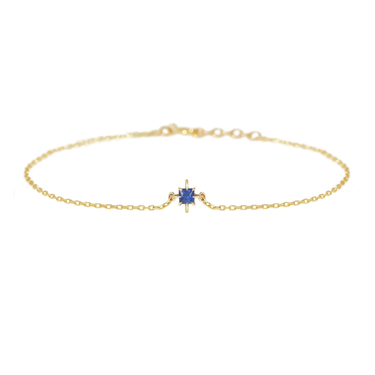 September Birthstone Sapphire Bracelet 14k gold stackable design