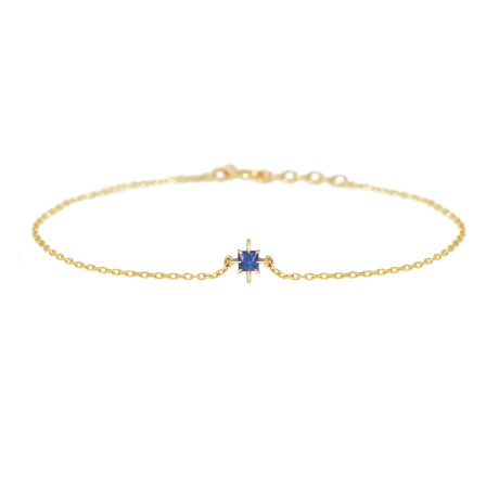 September Birthstone Sapphire Bracelet 14k gold stackable design