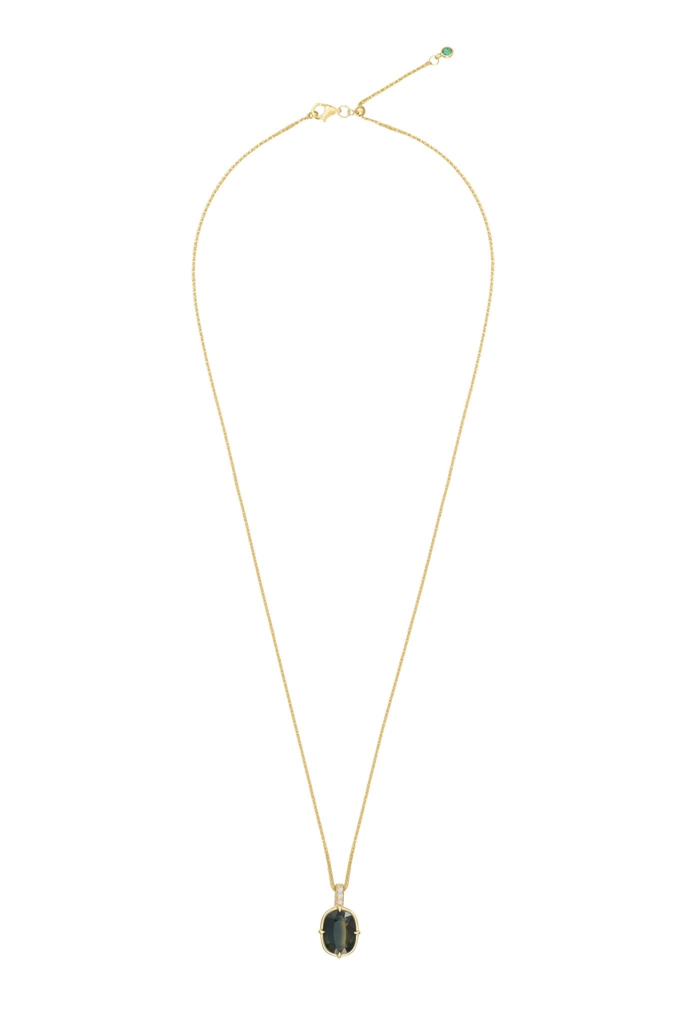 Siam Parti Sapphire Pendant Necklace 18k gold Handmade fine jewelry 