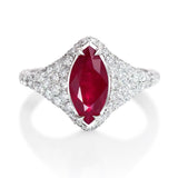 Siam Ruby & Diamond Apex Ring 18K WG Engagement Ring