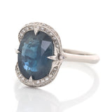 Siam Sapphire & Diamond Aurora Ring pt900 engagement ring side view