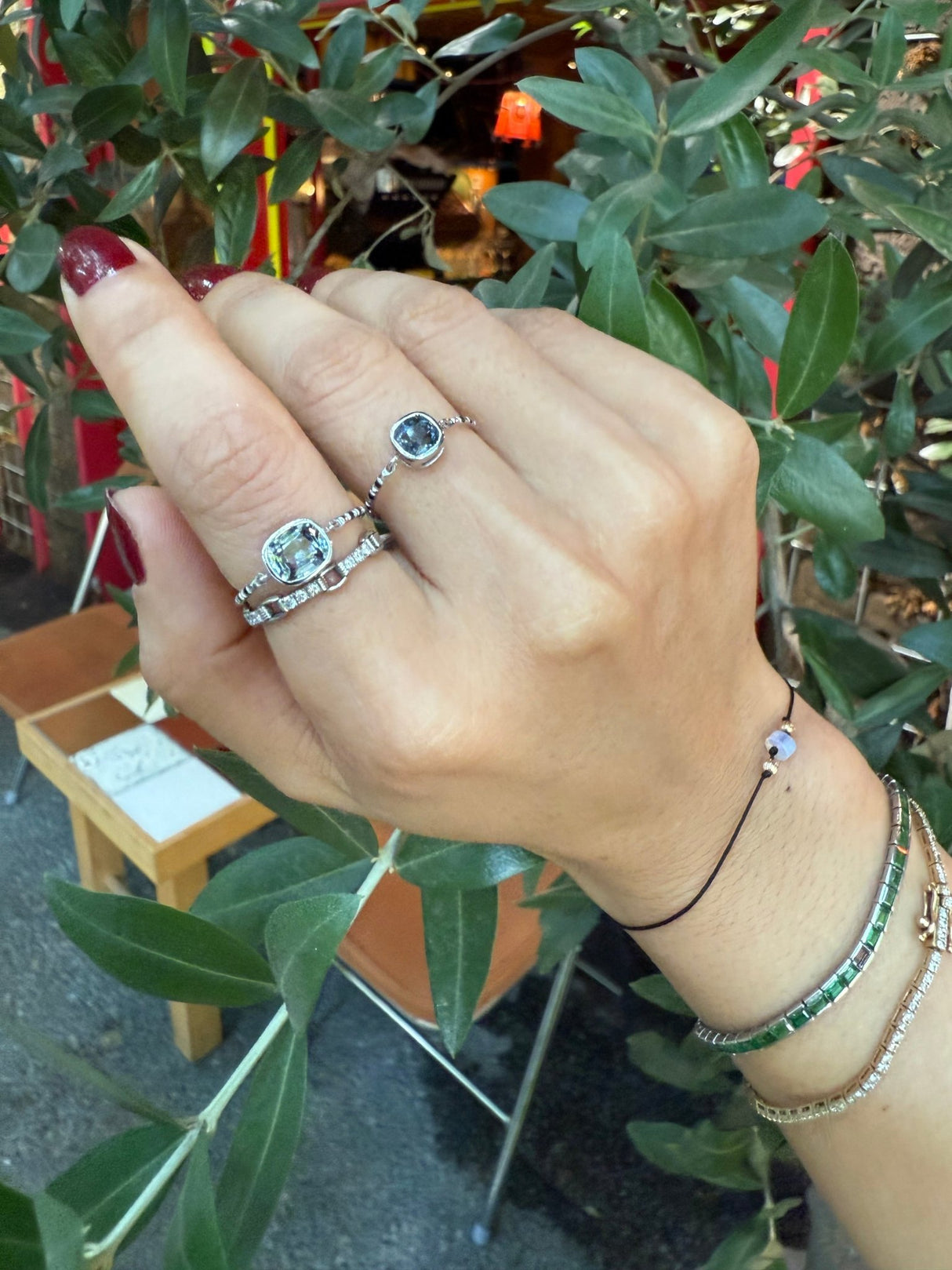 Silver Spinel Petite Circle Diamond Ring on model 2