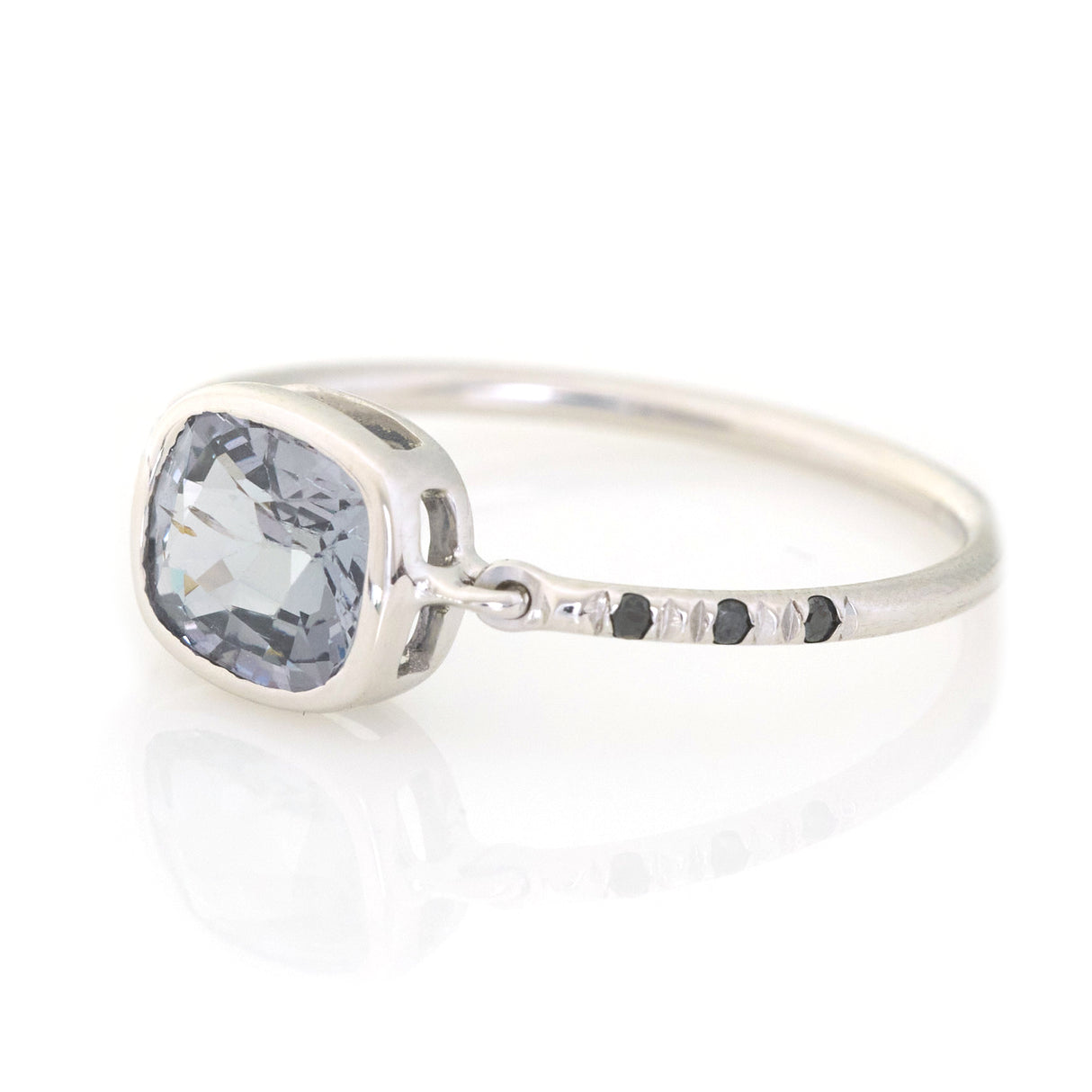 Silver Spinel Petite Circle Diamond Ring side