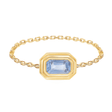 Sky Blue Sapphire Frame Chain Ring 18k gold Stackable ring